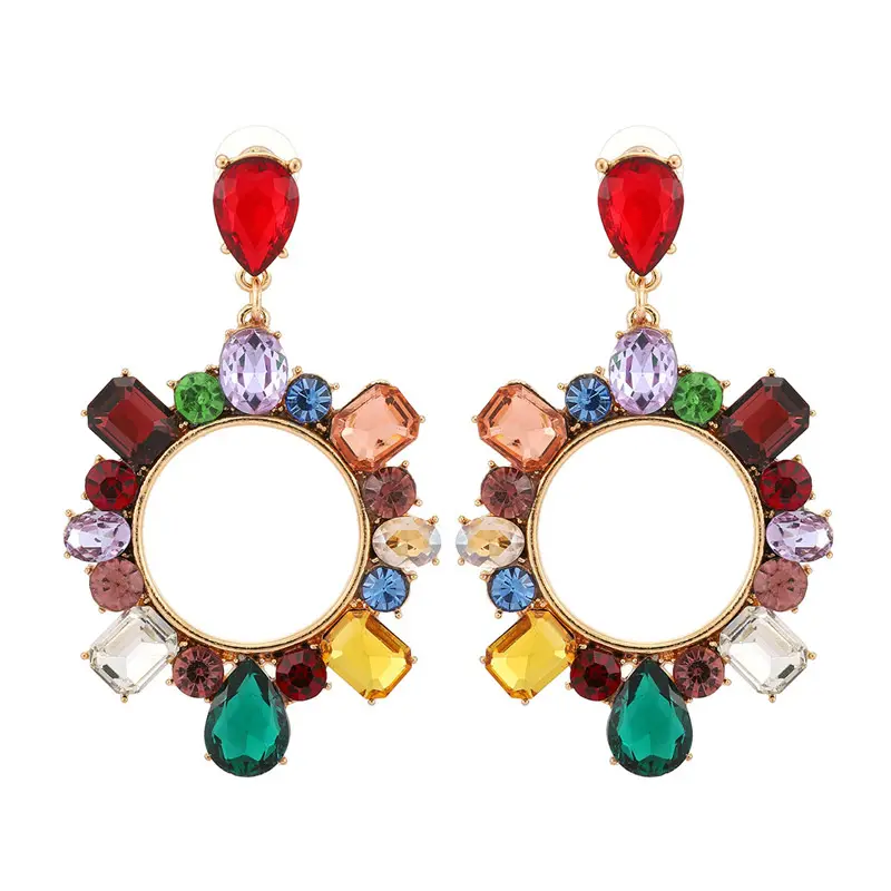 jewelry chandelier rhinestone drop color zircon oversized big crystal western earrings