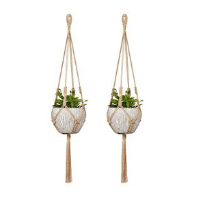 Porte-plante en macramé tissé à la main avec des boucles et des nœuds durables, adapté aux décorations suspendues intérieures et extérieures - Product Image 2
