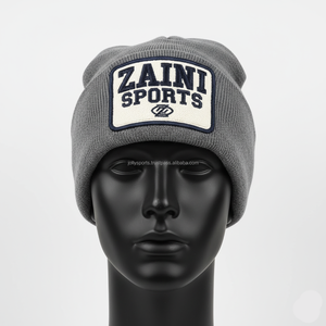 Gorro de punto para mujer, gorro cálido gris de mezcla de lana acrílica de alta calidad 310GSM con parche de logotipo bordado 3D, gorro Jacquard - Product Image 6