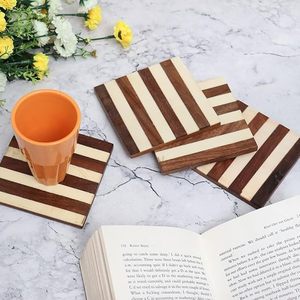 Sous-verre en bois personnalisé en gros sous-verre en bois de noyer sous-verre en hêtre pour tasse à café au prix le plus bas par HF CRAFTS - Product Image 2
