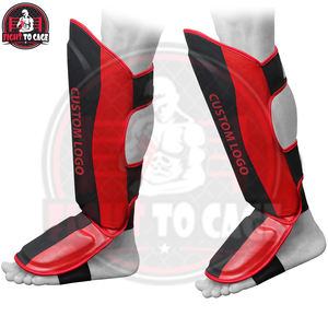 Calentadores de Piernas de un Solo Color, Duraderos, para Boxeo, Espinilleras de Entrenamiento de Combate, de Cuero, con Gancho y Bucle, Protección contra Impactos - Product Image 3