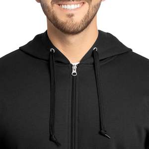OEM High Quality Premium Custom Logo Front Men's <b>Zipper</b> Fleece <b>Hoodie</b> 220g Eco-Friendly Winter Use Plain <b>Black</b> - Product Image 3