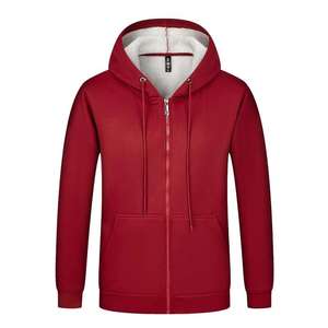 Vente en gros de sweats à capuche épais avec logo brodé sur mesure couleur unie unisexe sweat à capuche surdimensionné à fermeture éclair complète bon marché en hiver et en automne - Product Image 3