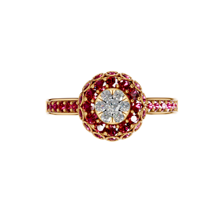 Bague de mariage en or 14 carats avec diamant cultivé en laboratoire rubis Halo serti de griffes bijoux fins pour femmes luxe certifié IGI de l'Inde - Product Image 3