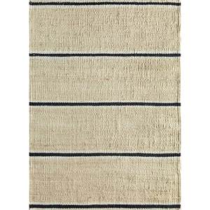 Tapis en jute et chanvre tissé plat Nomadic Threads PDJT-231 ivoire, rayé, rectangulaire, pour couloir, salon, chambre à coucher - Product Image 1