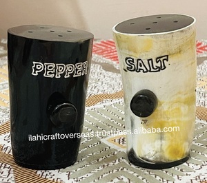 Custom Design Natural Polished Buffalo Horn Salt & Pepper <b>Set</b> Dishwasher Safe Eco-Friendly Kitchenware with Customizable Options - Product Image 2