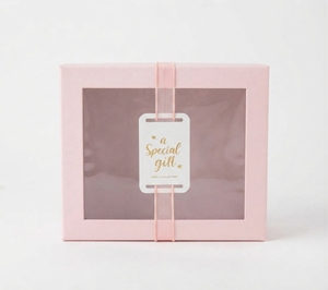 Customizable Paper Box Gold <b>Foil</b> Stamping Matt Lamination Transparent PVC <b>Window</b> Sponge Eco-Friendly Recyclable Square Shape - Product Image 2
