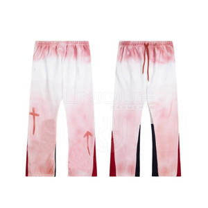 Pantalones acampanados ajustados para hombre, pantalones apilados acampanados transpirables de algodón y poliéster para hombre - Product Image 1