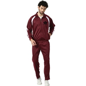 Ensemble de survêtement unisexe noir et rouge, veste zippée intégrale et pantalon de jogging, polyester à séchage rapide, vêtements de sport décontractés avec poches latérales - Product Image 4