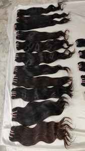 Máquina de doble trama virgen natural ondulado solo donante extensión de cabello. 100% cutícula alaigned indio cabello crudo tejido de la India. - Product Image 2