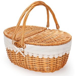 Wicker Picnic Basket With Removable <b>Liner</b> Handmade Storage Basket Wholesale eco-friendly Made in Viet Nam - Product Image 1