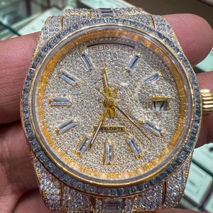 Moissanite Diamond Watch Full Iced Out Arabic Numeral Function <b>Men's</b> Watch Stainless Steel <b>Mens</b> and Women Watch - Product Image 1