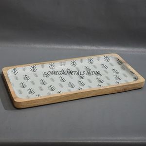 Ensemble de plateaux en bois rustiques avec poignées en fer solides et design élégant en grain naturel pour la maison et le café - Product Image 5