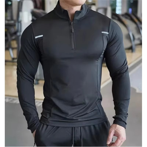 Camiseta Deportiva Casual para Hombre, Invierno 2025, Cuello Alto, Media Cremallera, Color Puro, Secado Rápido, Transpirable, Antibacteriana, Resistente al Viento - Product Image 4