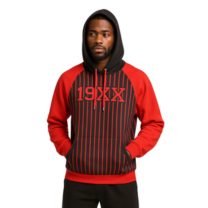 Founding Year KAP Black Pullover <b>Hoodie</b> White Raglan Sleeves Pinstripes Cotton Blend Greek Fraternity Apparel Divine Nine HBCU - Product Image 1