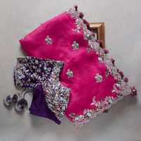 Paillettes de broderie en soie organza lourde de qualité supérieure coupe travail avec Cancan et toile Patta saree Lehenga Choli le plus populaire