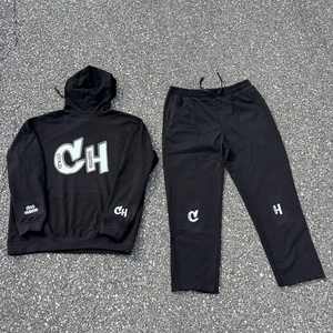 Chándales con logotipo personalizado para hombre, traje de lana para correr, chándal liso, conjunto de pantalones de chándal y sudaderas con capucha unisex, trajes - Product Image 4