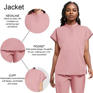 ชุดเสื้อและกางเกงคาร์โก้สำหรับผู้หญิงชุดขัดผิวสำหรับผู้หญิงชุดทำงานแบบยืดได้มีกระเป๋า - Product Image 4