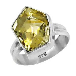 Anillo de Plata 925 con Citrino para Mujer, Diseño Geométrico, Joyería de Platino con Baño de Rodio, Engaste de Bisel, para Bodas - Product Image 2