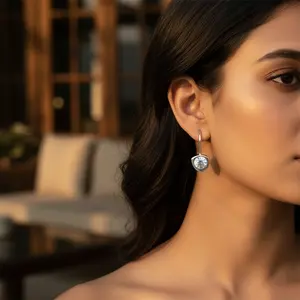 Boucles d'oreilles pendantes en argent 925 avec zircone cubique, design tendance pour les cadeaux de femmes - Product Image 2