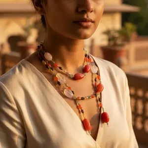 Collar de Cuentas de Cuarzo y Perlas Colorido para Mujer, Estilo Religioso y Moderno, Ideal para Regalo y Bodas - Product Image 1