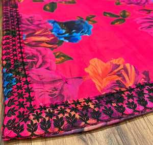 Latest Designer Ethnic Georgette <b>Saree</b> Most Trending Party Wear High Embroidery Lace Work Digital Print Beautiful Sari - Product Image 5
