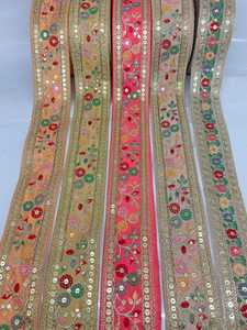 Encaje de Flores con Lentejuelas de Poliéster Bordado Indio, Cinta de Adorno, Color y Tamaño Personalizados, Tela de Tul para Calzado de Mujer - Product Image 3