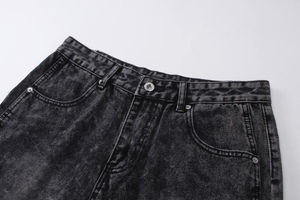 Shorts amples en jean 100 % coton pour hommes, personnalisables, avec fermeture éclair, coupe décontractée, respirants, délavage clair, pour l'été – Vente en gros - Product Image 4