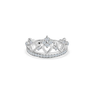 Anillo de diamantes con corona de tiara de plata 925, joyería elegante para mujer - Product Image 2