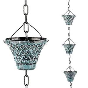 Chaîne de pluie Gouttière de descente Substitution Décoratif Jardin Eau de pluie Divertie Home Decor Blue Grid - Product Image 1