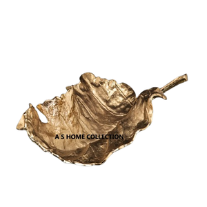 Bol Design en forme de feuilles Art créatif Aluminium Métal Plaqué or Deluxe Qualité Fruits & Légumes Utilisation de service - Product Image 1