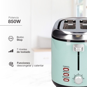 เครื่องปิ้งขนมปังซินเด 850W สีเขียวมิ้นต์ 2 ช่อง (วาลีน 400075003) - Product Image 3