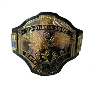 Ceinture de championnat de lutte poids lourd NWA Mid-Atlantic States en métal zinc et cuir de vache véritable, équipement sportif, garantie 7 jours - Product Image 1