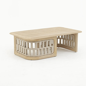 Jardin extérieur Villa Restaurant Maison Meubles Table Basse Matériaux Combinaison Bois de Teck Naturel Avec Corde-Leni - Product Image 1