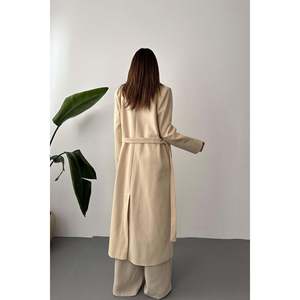 Manteau mi-long beige à ceinture - Beige - Product Image 5