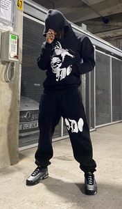 Ensemble de survêtement 100% coton personnalisé pour hommes costume de jogging deux pièces pull à capuche surdimensionné imprimé survêtement pantalon de survêtement grande taille - Product Image 3