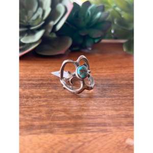 Tonya Yazzie Kingman <b>Adjustable</b> <b>Ring</b> Stainless Steel with Turquoise & Sterling Silver Bezel Setting Inlay Size 11 Gift - Product Image 4