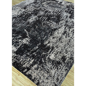 พรมขนสัตว์และไหมไผ่ถักมือสีเทาและดำ ลายแบบนามธรรม รุ่น Srb(703) สำหรับใช้ในบ้าน - Product Image 2