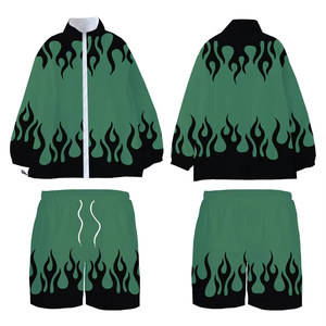 Y2K Streetwear Conjunto cortavientos de moda Personalizado Flame Print Sweatsuit y Shorts Joggers Conjuntos Hombres Unisex Conjunto de dos piezas de verano - Product Image 6