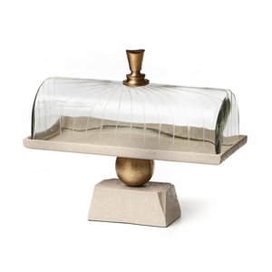 Designer Creamy <b>Cake</b> Stand with <b>Glass</b> <b>Dome</b> Elegant <b>Cake</b> Pastry Tray for Enhancing Party Decor - Product Image 1