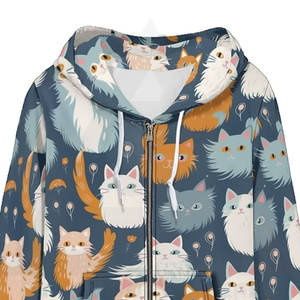 Sudadera con Capucha de Felpa para Mujer, Diseño Estético con Estampado de Gatos, Bolsillos, Suave y Cómoda, Ropa Casual de Invierno, Personalizable - Product Image 5