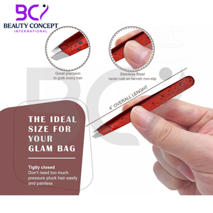 Pinzas de Cejas de Acero Inoxidable con Punta Inclinada, Multifuncionales, Hechas a Mano, Servicio OEM, para Salón de Belleza - Product Image 4