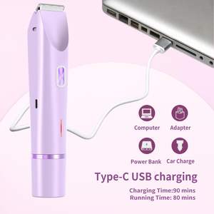 Afeitadora Eléctrica 2 en 1 de Doble Cabezal para Mujer, Uso en Seco y Húmedo, Alimentación USB, Resistente al Agua IPX7, para Rostro, Área del Bikini y Vello Corporal - Product Image 1