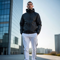 Ensemble deux pièces coupe-vent en nylon 100% pour hommes, combinaison de pluie noire personnalisée, coupe-vent de montagne, survêtement pour hommes