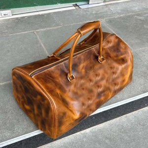 Factory Custom Deep Brown Duffel <b>Bags</b> Manufacturer High Quality Vegan Leather Duffel Outdoor Luggage Men <b>Overnight</b> <b>Bags</b> - Product Image 6