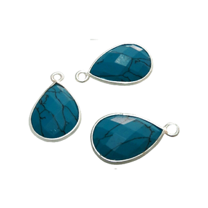 Charmes de pierres précieuses de concepteur de connecteur de Labradorite carrée en argent sterling avec boucle en argent pour bijoux à bricoler soi-même - Product Image 2