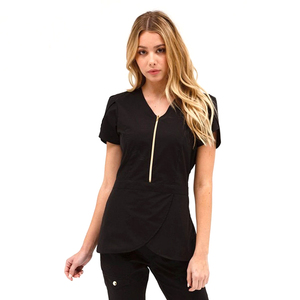 Femmes meilleur Design ourlet incurvé contraste tunique gommages uniformes Spandex infirmière médicale Spa costume coton Polyester Salon uniformes - Product Image 6