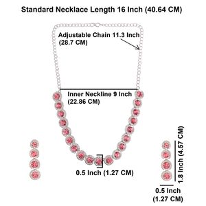 Ấn Độ Bạc Mạ Đồ Trang Sức Nhà Cung Cấp CZ Pha Lê Rhinestone Wedding Choker Vòng Cổ Set Dangle Bông Tai Đồ Trang Sức Cho Phụ Nữ - Product Image 4