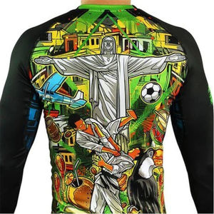 Logotipo personalizado de alta calidad al por mayor llano Jiu Jitsu camisas de compresión impresa de manga larga Mma para hombres Bjj Rashguard Rash Guard - Product Image 5