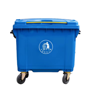 1100L Kunststoff-Straßenabfallbehälter mit Verriegelbarem Deckel & Rädern Diebstahlsicherer Kommunaler Mülleimer Umweltfreundlich für den Außenbereich - Product Image 3